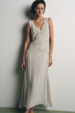 GEORGETTE DRESS WITH EMBROIDERY AND BEADS - Zara фото 5