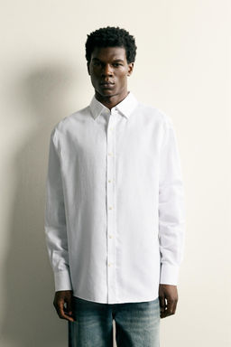 CAMISA REGULAR FIT ALGOD?N - LINO / Blanco - Zara фото 2