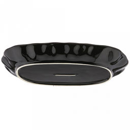 "Тихий океан" Блюдо керамическое 310х185х40мм, 850мл, асимметричная форма, синий (Китай)