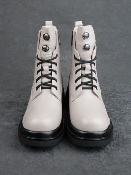 04-M3-H205 BEIGE GRAY Ботинки зимние женские (натуральная кожа, натуральный мех)