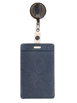 Бейдж с лентой на рулетке вертикальный, цвет серый - Greta фото 2