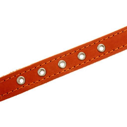 Ошейник кожаный на синтепоне, 45 х 2 см, ОШ 25-35 см, оранжевый - Пижон фото 4