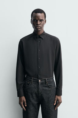 Рубашка Zara CAMISA SLIM FIT черная