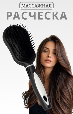 Цена за 3 шт. Расчёска массажная, 7×24(±1) см, чёрная