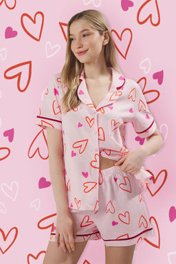 Trendyolmilla Pembe %100 Pamuklu Kalpli Biyeli Sortlu Orme Pijama Tak?m? THMSS25PT00344