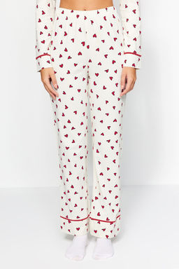 Trendyolmilla Lacivert %100 Pamuklu Kalpli Biyeli Orme Pijama Tak?m? THMAW24PT00103