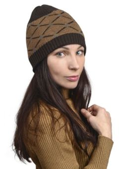 Шапка двухсторонняя унисекс, цвет коричневый С РИСУНКОМ