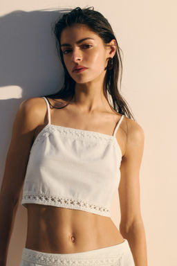 Top playero cropped en mezcla de lino - H&m фото 2