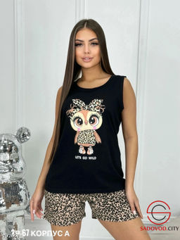 пижама женская с шортами леопардовая - Bruno фото 2