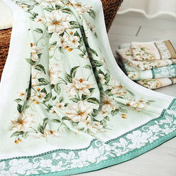 "Япония-2015" Полотенце махровое 50х90см, плотность 300гр/м2, 100% хлопок, "Жасмин", зеленый, Bolangde (Китай)