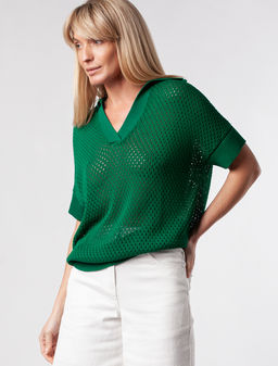 VILATTE / Джемпер-поло из гладкой вискозы с лиоцеллом  фото 10