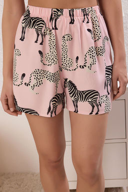 Trendyolmilla Pembe Hayvan Desenli Viskon Sortlu Dokuma Pijama Tak?m? THMSS25PT00390 фото 3