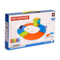 Конструктор магнитный «Магический трек», машинка ездит от батареек, 19 деталей