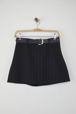 Lacivert Cizgili Mini Kemerli Sort Etek Sort & Bermuda TWOAW26SR00003 - Trendyolmilla фото 5