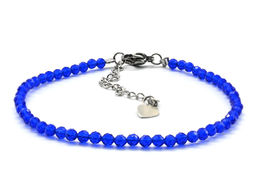 Браслет из циркона шарик гр.3мм цв.синий, 17см