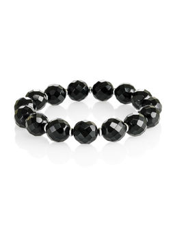 Браслет из крупного янтаря чёрного оттенка Алмазная грань