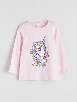 Bisiklet Yaka Bask?l? K?z ?ocuk Pijama ?st?