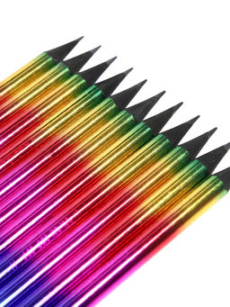 Цена за 12 шт. Карандаш чернографитный, НВ, заточенный, корпус радуга, голография, со стразой
