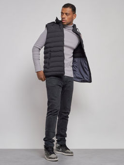 Жилетка мужская утепленная с капюшоном черного цвета 886Ch - YUNDA фото 14