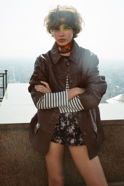 WASHED EFFECT LEATHER JACKET