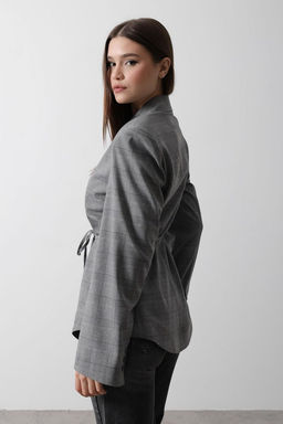 Antrasit Ekose Desenli Bagc?kl? Blazer Ceket TWOAW26BC00036