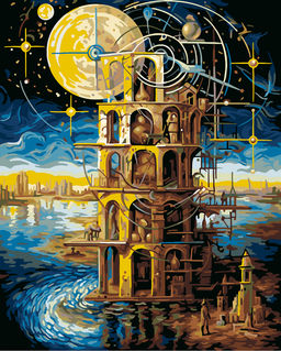 ФРЕЯ PNB/PLZ-313 Набор для раскрашивания по номерам ( с краской-металлик ) 50 х 40 см Фантастическая башня