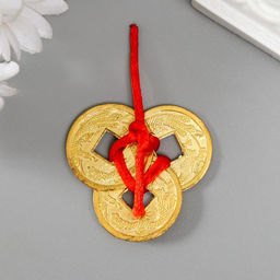 Цена за 20 шт. Подвеска 3 монеты золото d=2,5 см