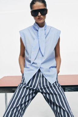 CAMISA RAYAS LAZADAS ZW COLLECTION / Azul / Blanco