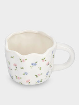Кружка, 460 мл, керамика, молочная, Нежные цветы, Mint flowers