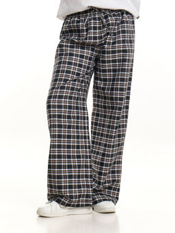 Брюки палаццо спортивные штаны для девочки одежда в клетку UD 7942(5170) т.синяя/белая клетка - Mini maxi фото 2