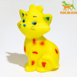 Игрушка пищащая Кошечка для собак, 10 см, жёлтая