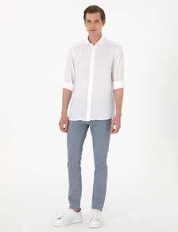 Beyaz %100 Keten Regular Fit Uzunkollu G_mlek - Pierre cardin фото 4