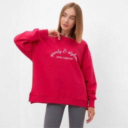 Свитшот женский MINAKU: SPORTY & STYLISH, фуксия, размер 48
