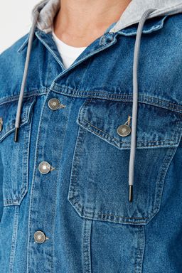 TRENDYOL MAN Siyah %100 Pamuk Regular Fit Orme Kapusonlu Denim Ceket TMNAW23CE00019 - Trendyolmilla фото 12