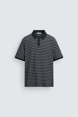 POLO REGULAR FIT JACQUARD RAYAS / Marino / Blanco - Zara фото 7