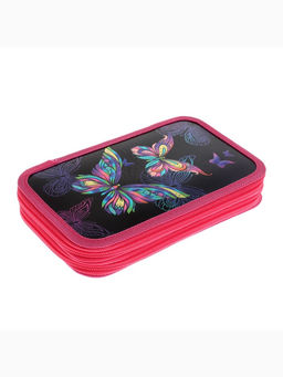 Пенал школьный, 2 секции, 12.5×20.5×4 см «Бабочки»