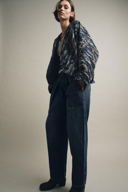 BEADED DENIM-EFFECT QUILTED KIMONO - Zara фото 3