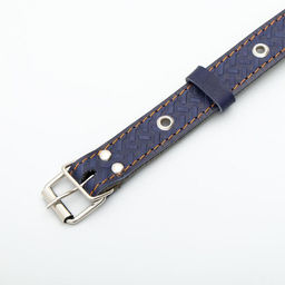 Ошейник комбинированный кожа/брезент, безразмерный, 56 х 2,5 см, ОШ 25-51 см, синий - Пижон фото 4