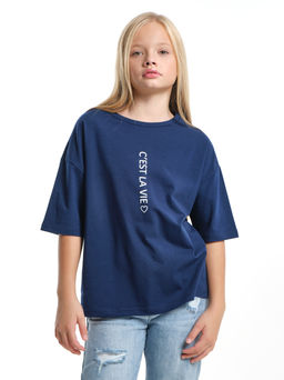 Футболка оверсайз для девочки подростка UD 7922 св.синий