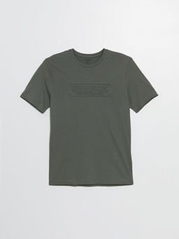 Bisiklet Yaka K?sa Kollu Bask?l? Penye Erkek Ti??rt