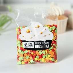 Цена за 2 шт. Кондитерская посыпка для куличей «Светлой Пасхи»: зеленая, оранжевая, жёлтая, красная, 50 г.