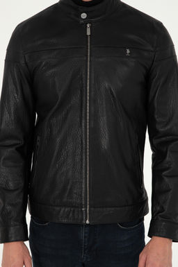 Мужская черная кожаная куртка - U.s. polo assn фото 6