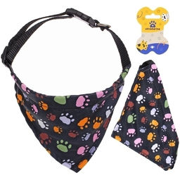 Цена за 4 шт. Ошейник с банданой для кошек и собак мелких пород "Стильный БРО", принт лапки, рL, 24,5*16см (лейбл)