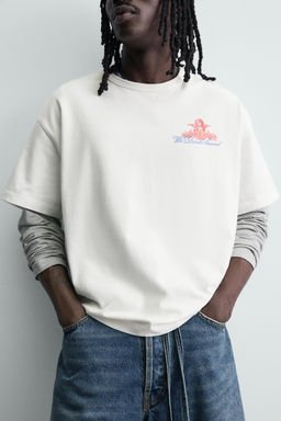 CAMISETA ESTAMPADOS BORDADOS COMBINADOS / Blanco roto - Zara фото 5