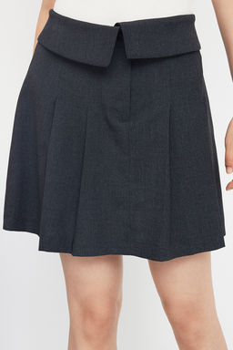 Antrasit Bel Detayl? Genis Pileli Dokuma Mini Etek TWOAW26ET00015 - Trendyolmilla фото 3