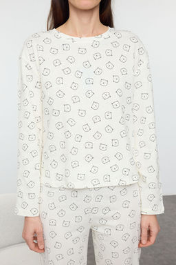 Trendyolmilla Mavi %100 Pamuklu Ay?c?kl? Orme Pijama Tak?m? THMAW25PT00131 фото 9