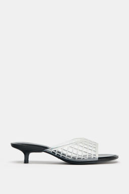 RUBBERISED-EFFECT KITTEN HEEL MULES - Zara фото 8