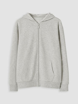 Kap??onlu K?z ?ocuk Fermuarl? Sweatshirt