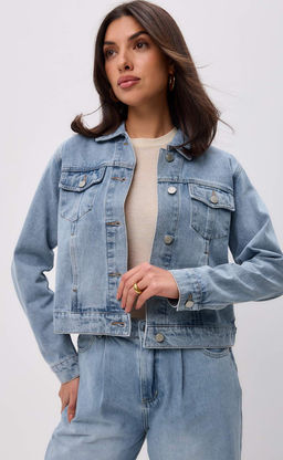 Джинсовая куртка Fine Joyce F312-1237 светло-синяя хлопковая