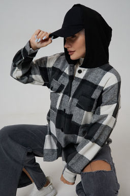 Рубашка женская в клетку с капюшоном РЖКК-01